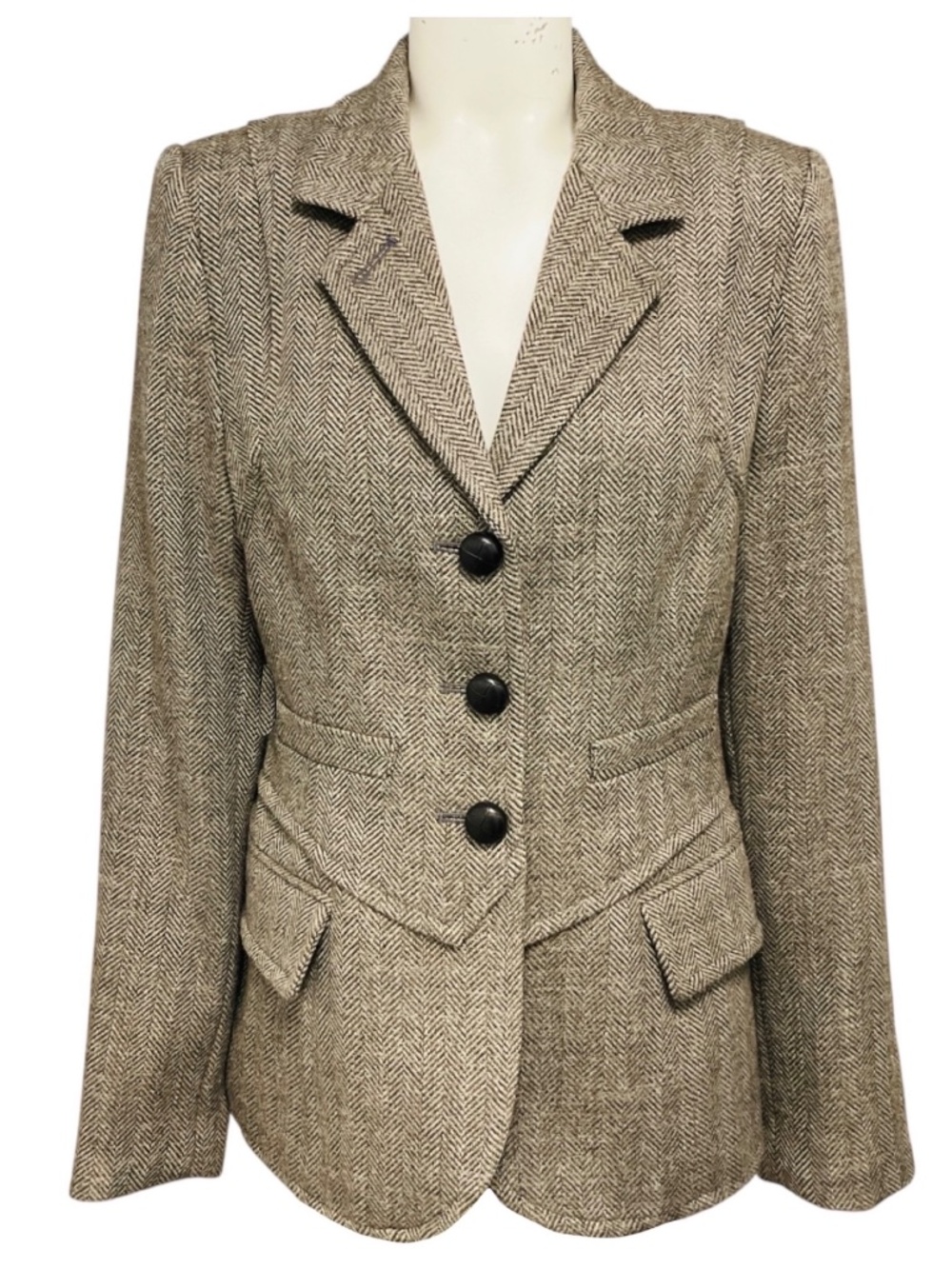 SMYTHE MUSHROOM HERRINGBONE THREE BUTTON BLAZER